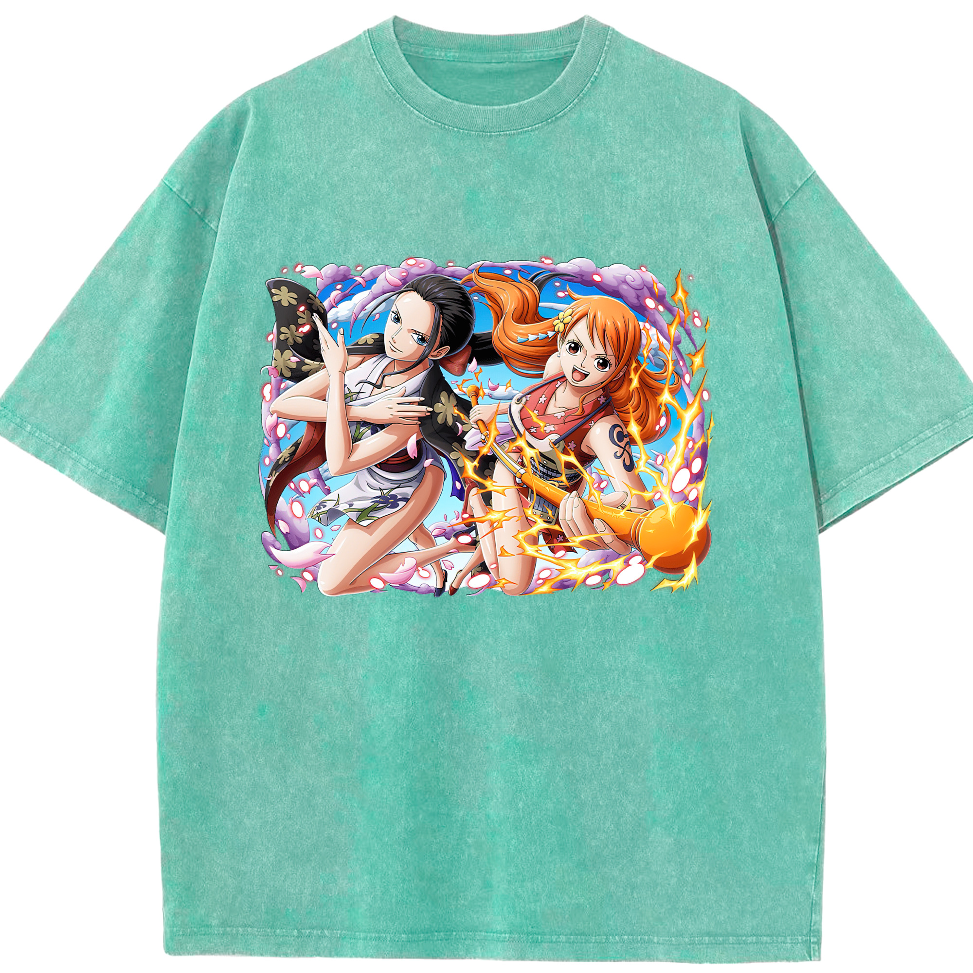 ワンピース ナミ ONE PIECE Nami 綿100% ヴィンテージ風 半袖Tシャツ（フロントプリント）
